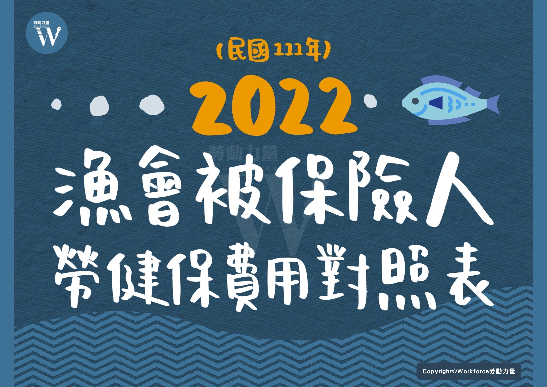 2022年（民國111年）漁會被保險人（會員）勞保及健保費用對照表